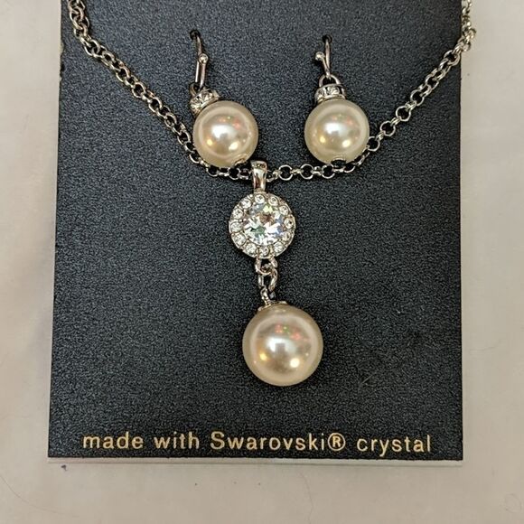 Monet Jewelry - Monet Faux Pearl & Crystal Necklace/Earrings  Set